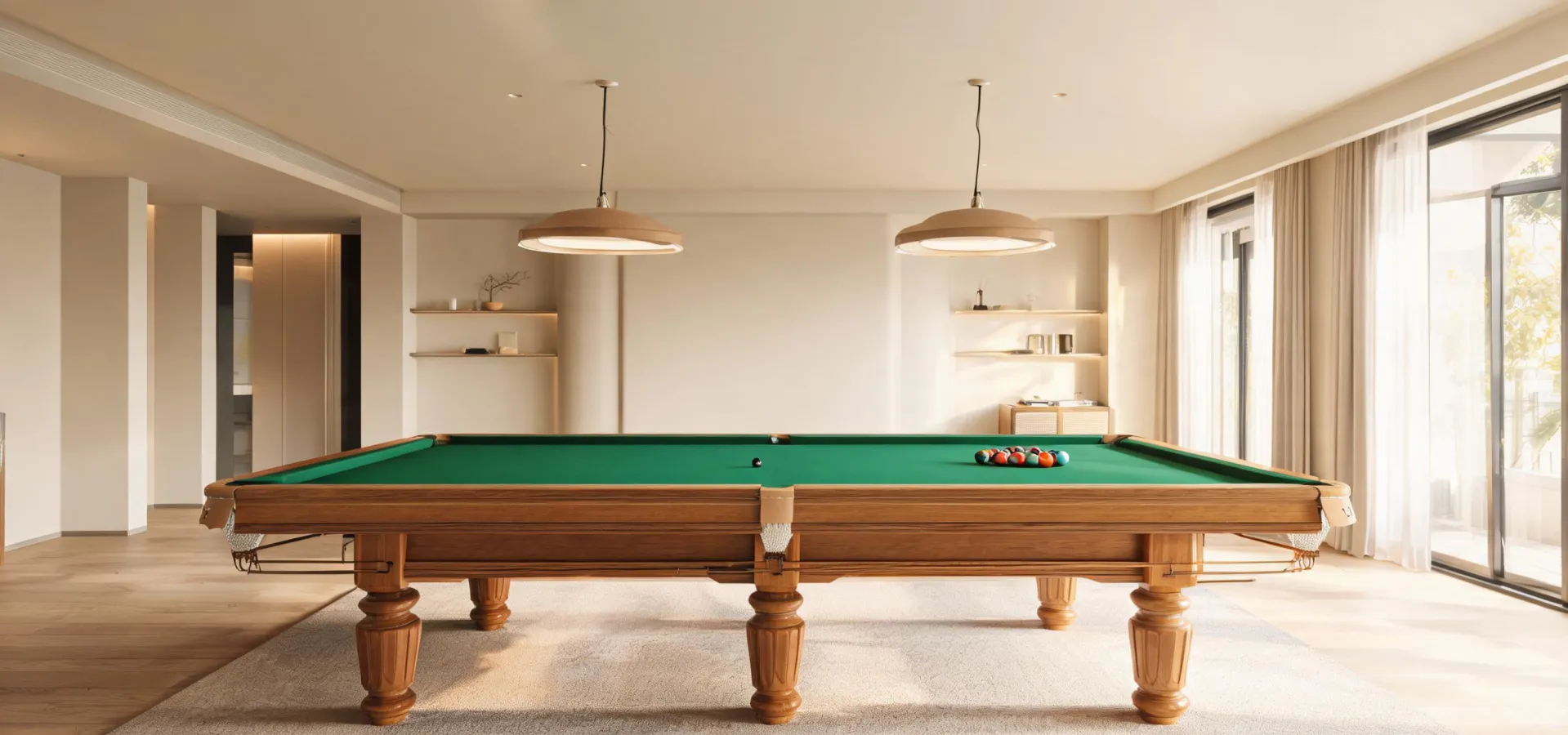 Olhausen pool table in a warm contemporary game room
